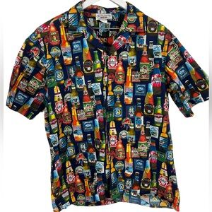 Pacific Legend Button Down Shirt 
Beer bottles all over